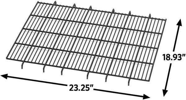 A large metal grill with the size of 2 3. 2 5 inches