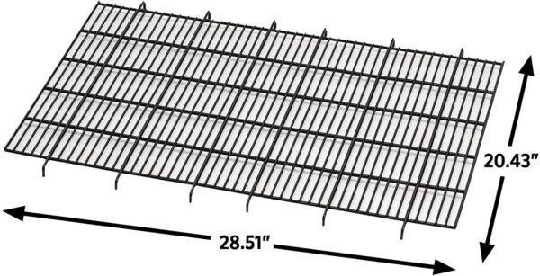 A large metal grate with measurements on it.