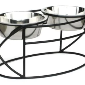 Oval Side Cross raised dog feeder