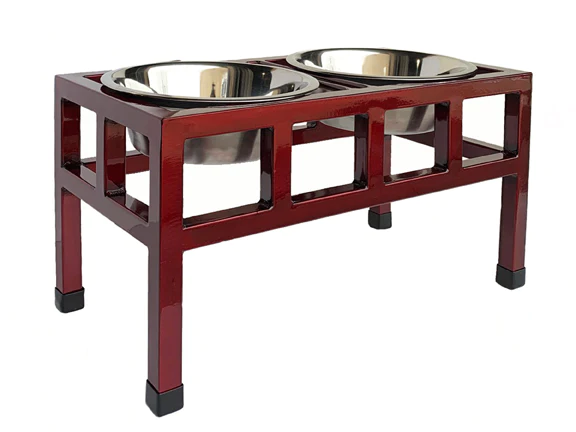 four square double diner raised dog feeder
